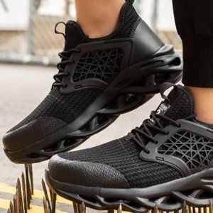 New Black Steel Toe Sneakers